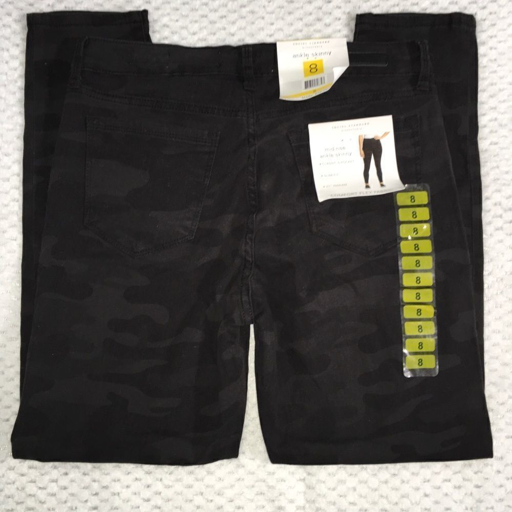 Sanctuary Jeans Social Standard Ankle Skinny Black Camo Mid Rise Jeans Size 8